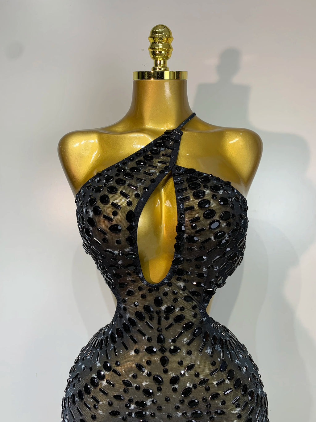 Sparkly Rhinestone Backless Bodycon Maxi Dress