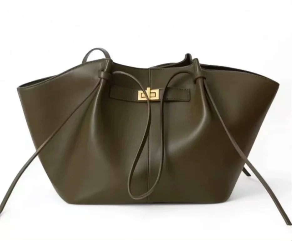 Large Capacity Trapeze PU Leather Tote Bag