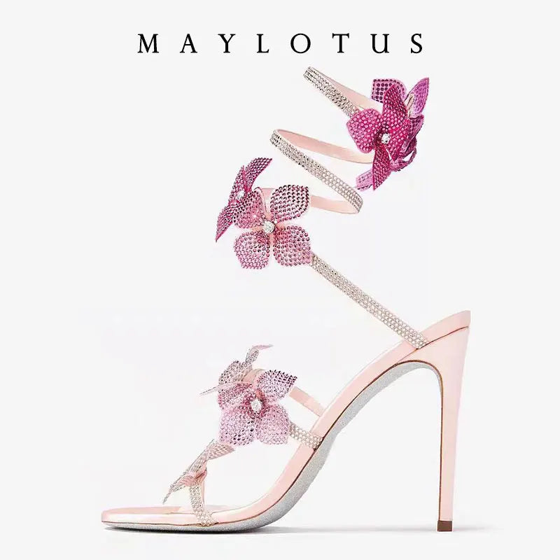 Jeweled Snake-Shaped Stiletto Sandals