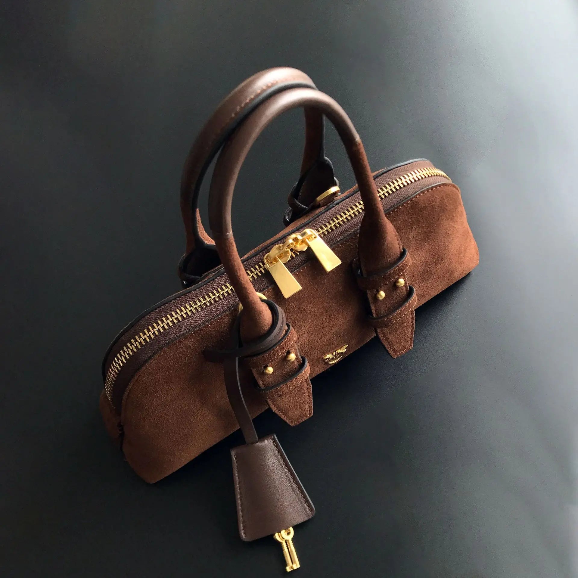 Luxury Pinko-Inspired Leather Swallow Bowling Bag