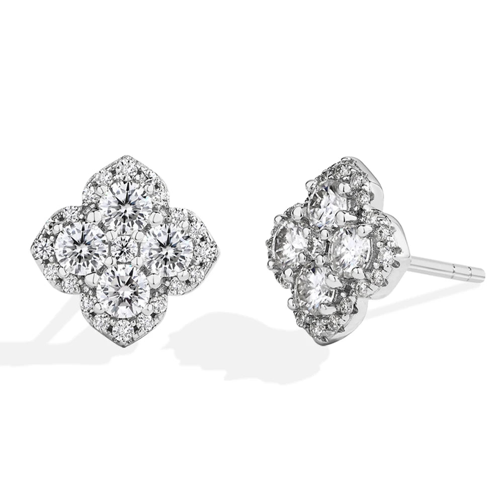 Mintybox Moissanite Clover Silver Earrings