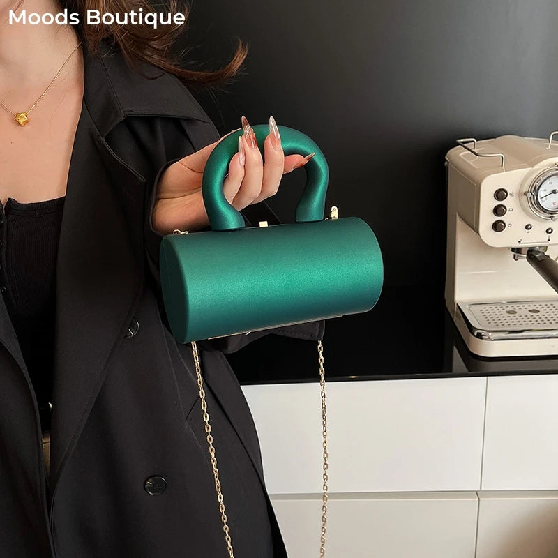 Designer Cylinder Crossbody Clutch