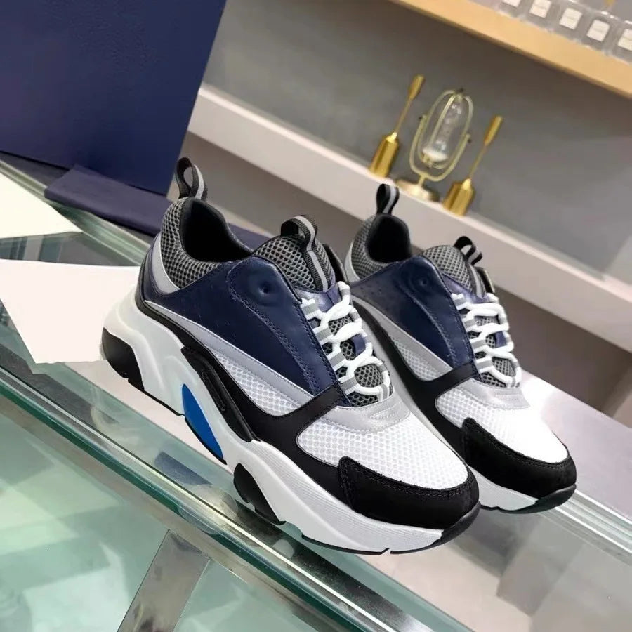Unisex Leather Mesh Dad Sneakers – Lightweight & Stylish