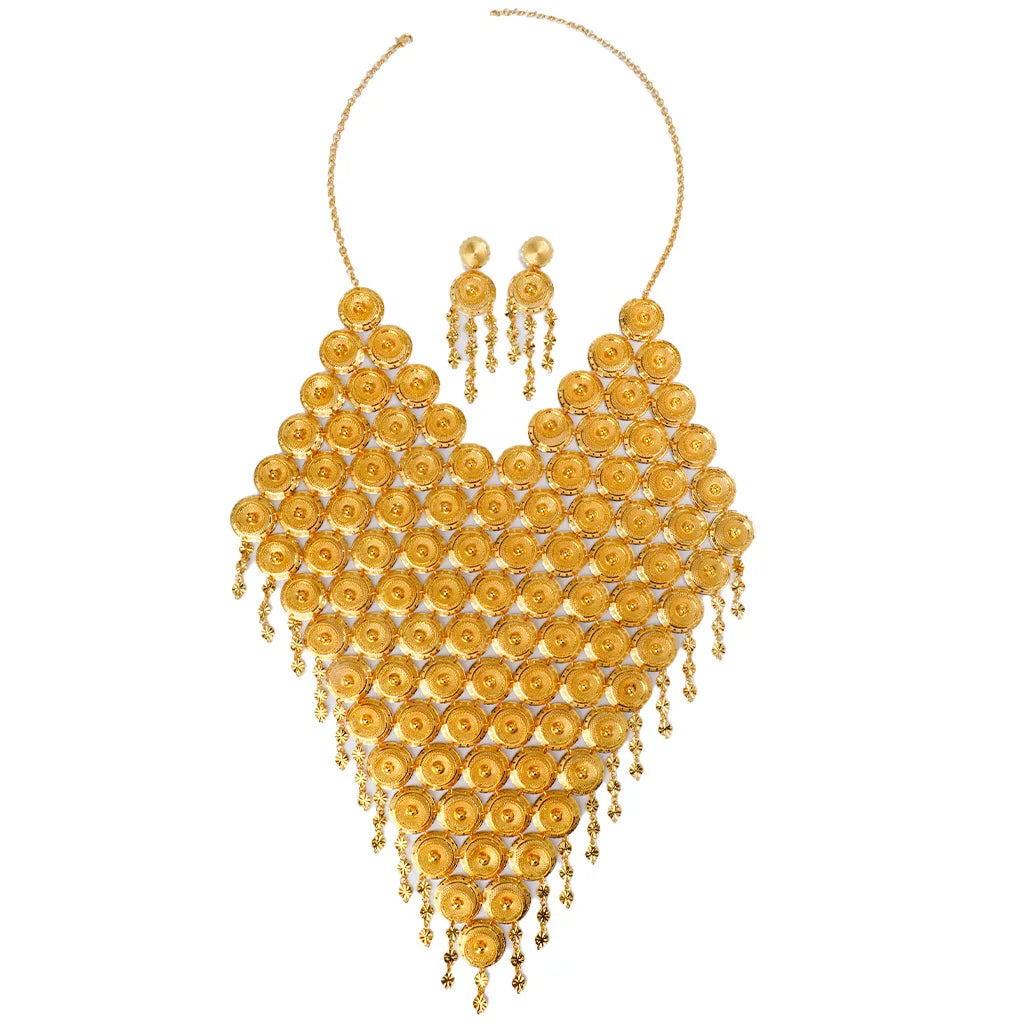 Luxury 24K Dubai Gold Tassel Bridal Jewelry Set