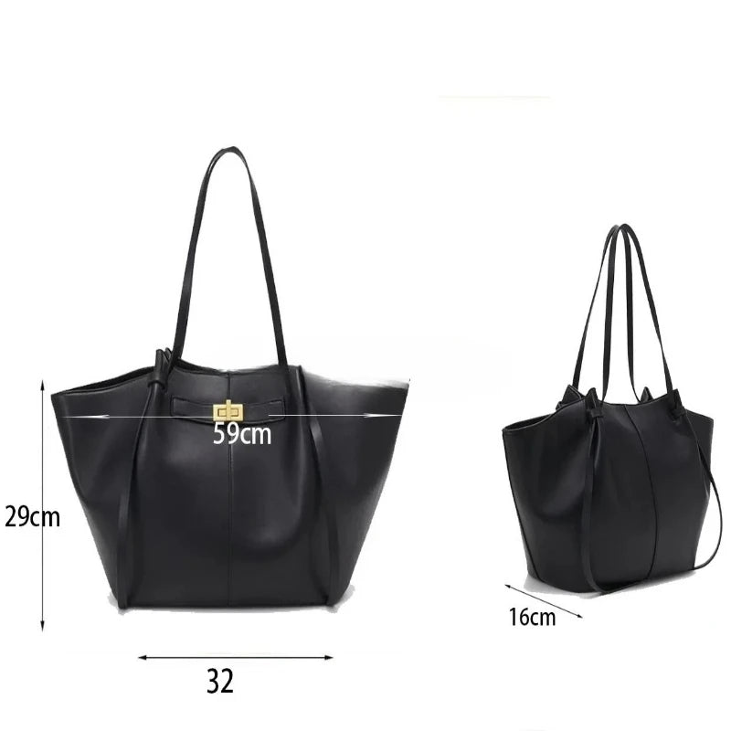 Large Capacity Trapeze PU Leather Tote Bag