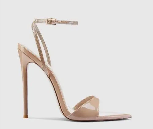 Nude & Gold Pointed-Toe Stiletto Sandals