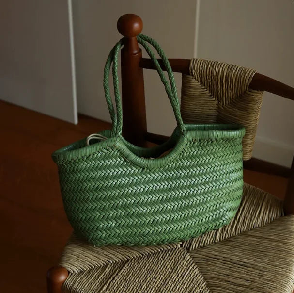 Hand-Woven Genuine Leather Tote Bag