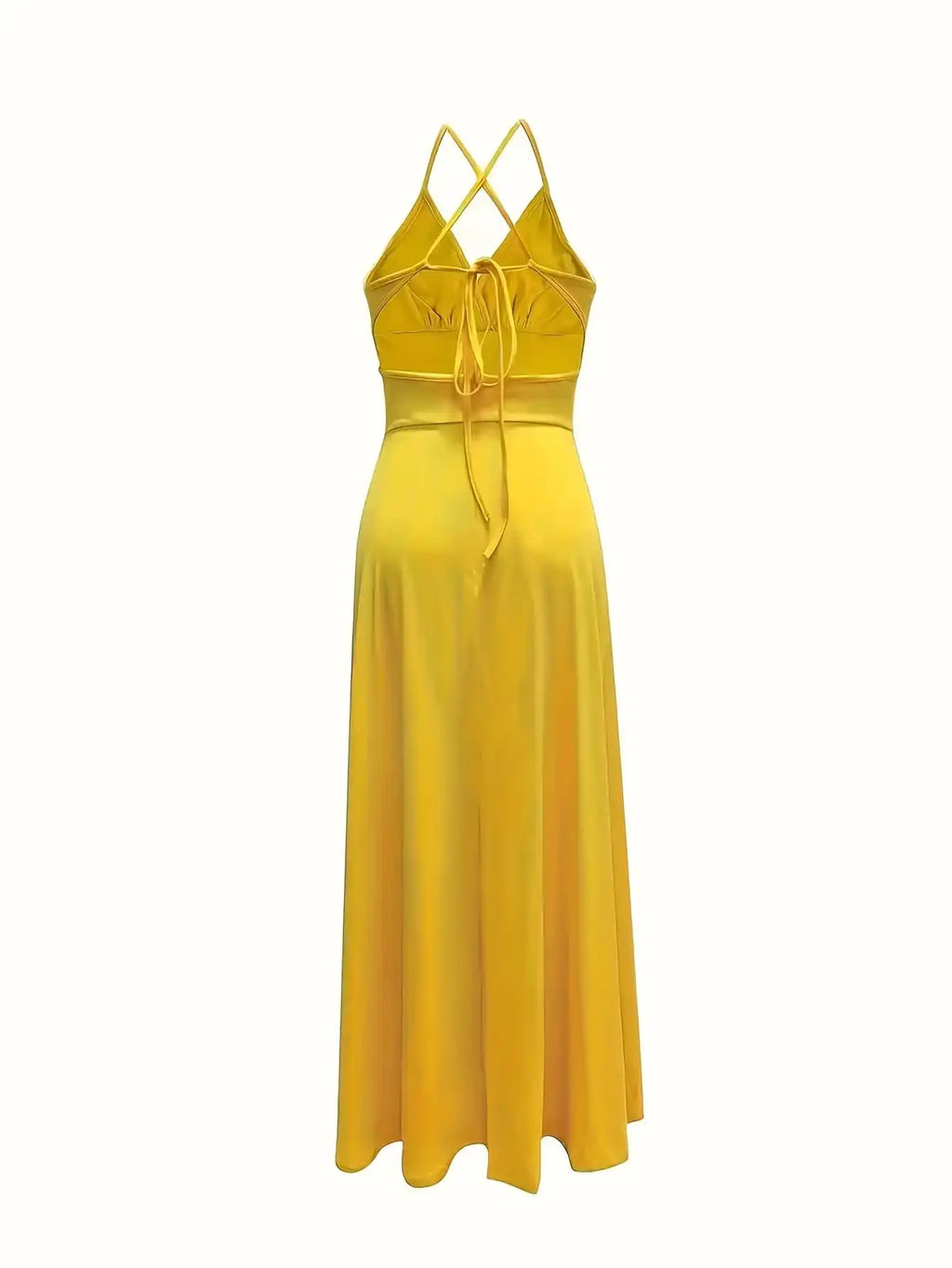 Lace-Up Backless Camisole Slit Dress