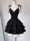 Korean Style V-Neck Ruffle Mini Dress