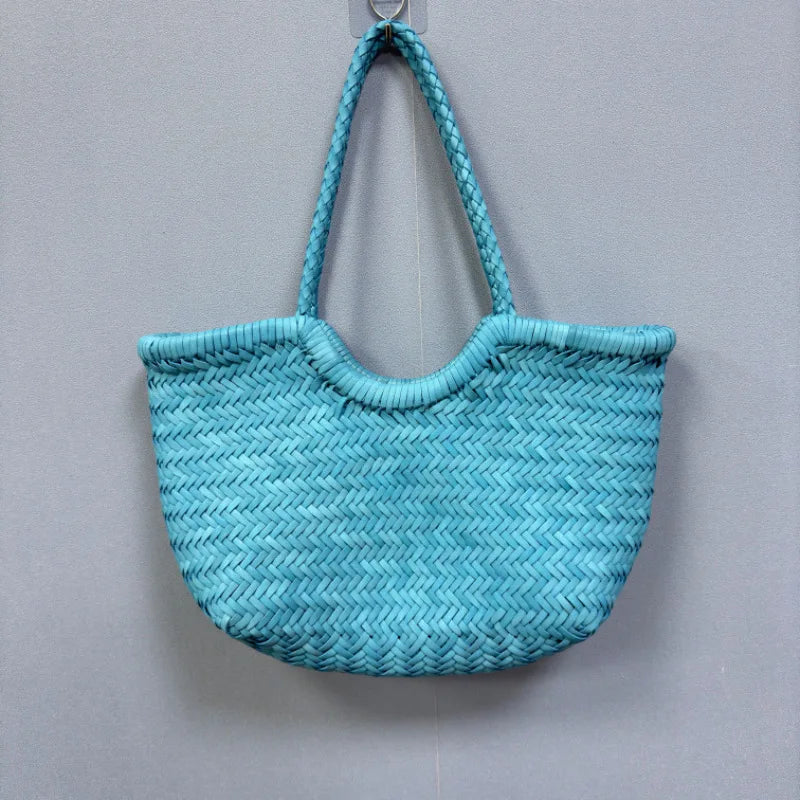 Hand-Woven Genuine Leather Tote Bag