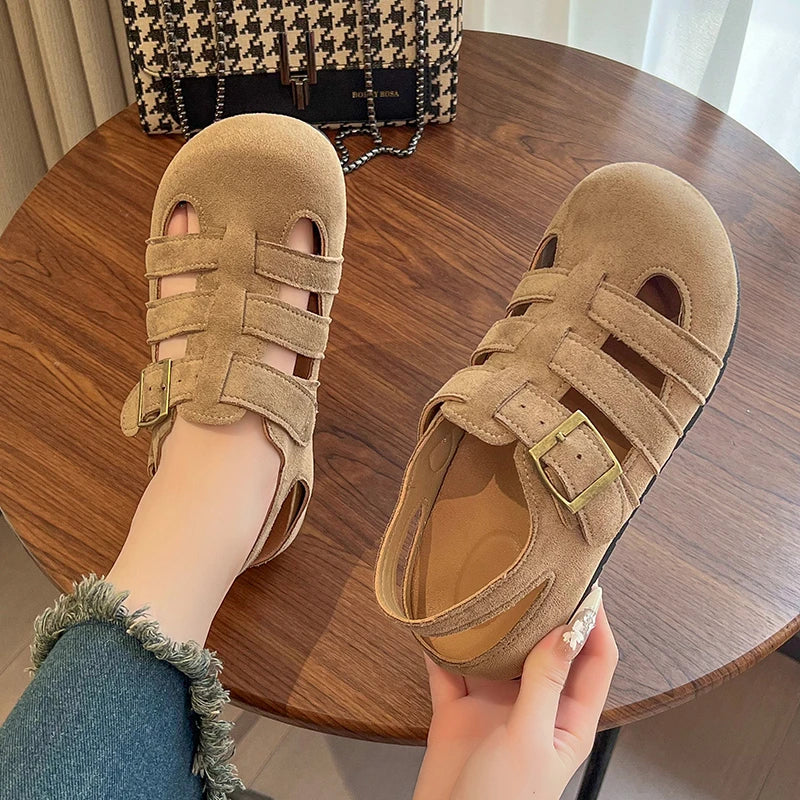Retro Closed-Toe Roman Platform Sandals