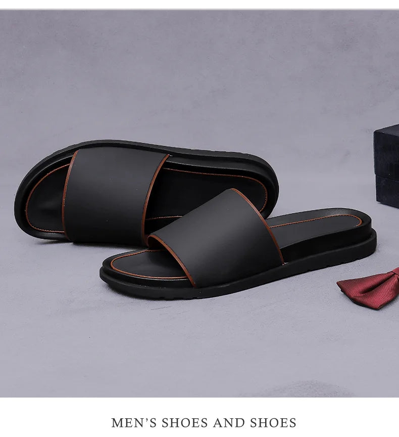Genuine Leather Slide Sandals