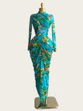 Tie-Dye Crop Top & Ruched Maxi Skirt Set
