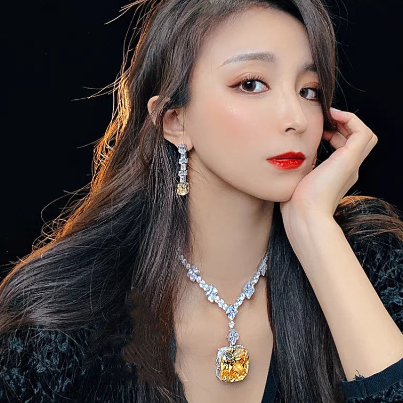 Luxury Yellow Simulated Diamond Jewelry Set