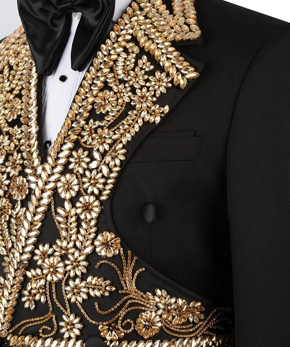 Luxury Crystal Blazer Homme – Veste Double Boutonnage à Strass