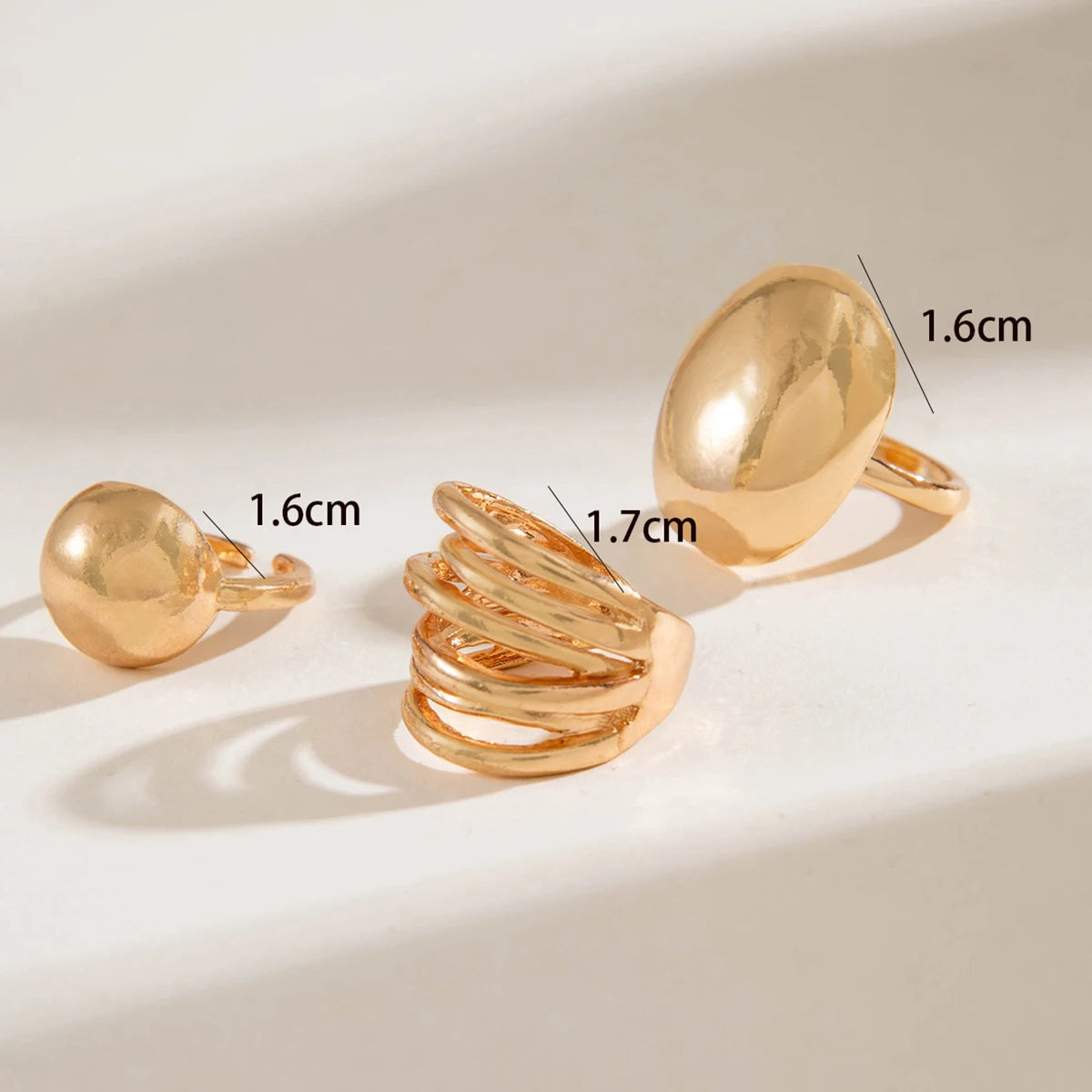 Tocona Bohemian Geometric Gold Open Rings Set