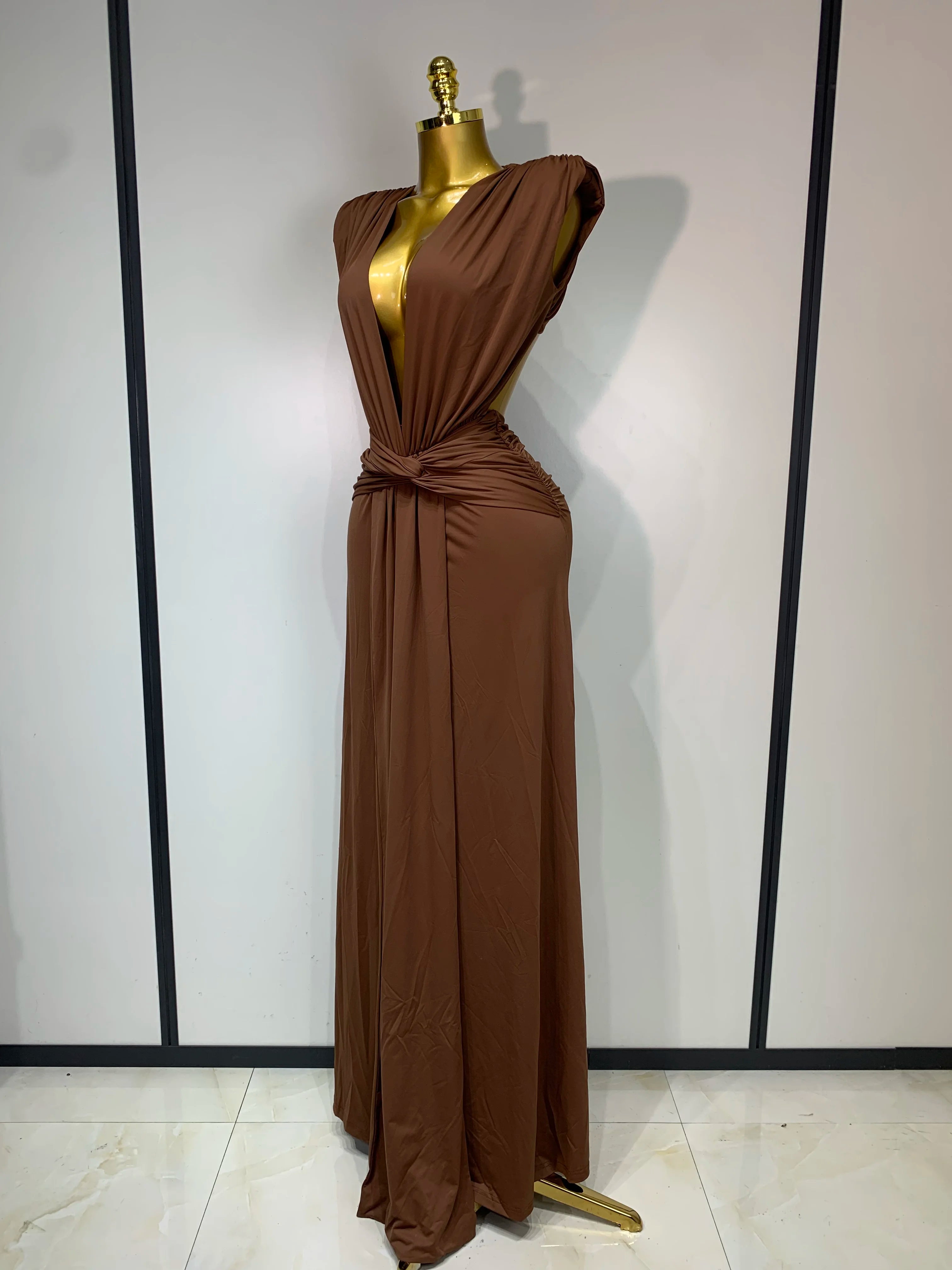Luxury Evening V-Neck Dress