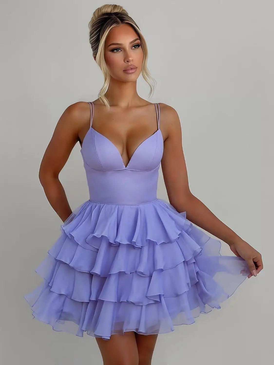 Spaghetti Straps Tiered Ruffle Mini Dress