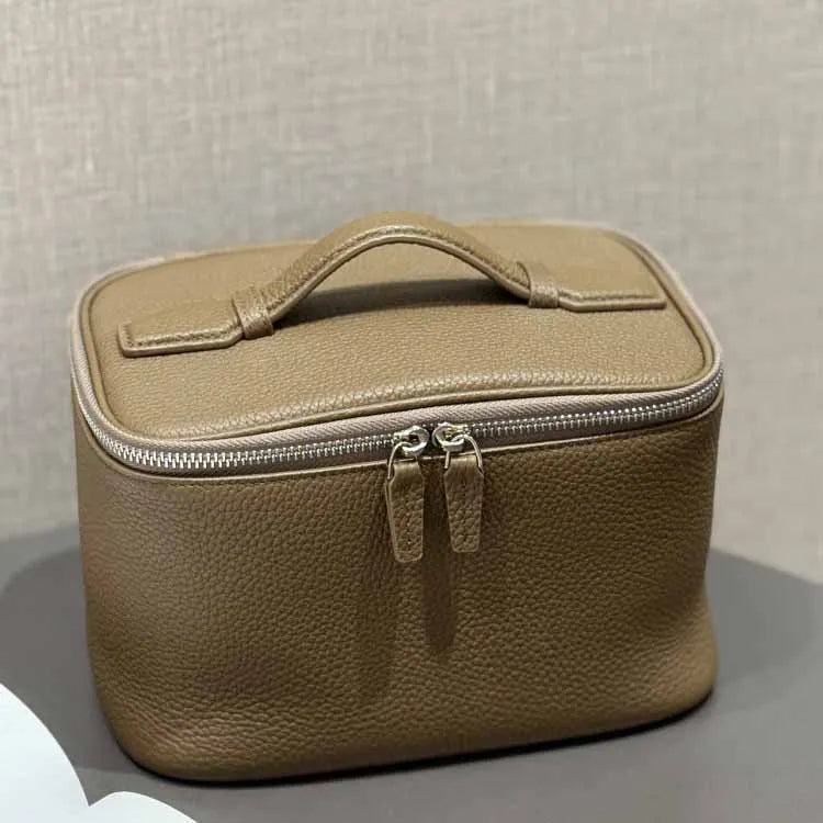 Portable Square Leather Vanity Bag