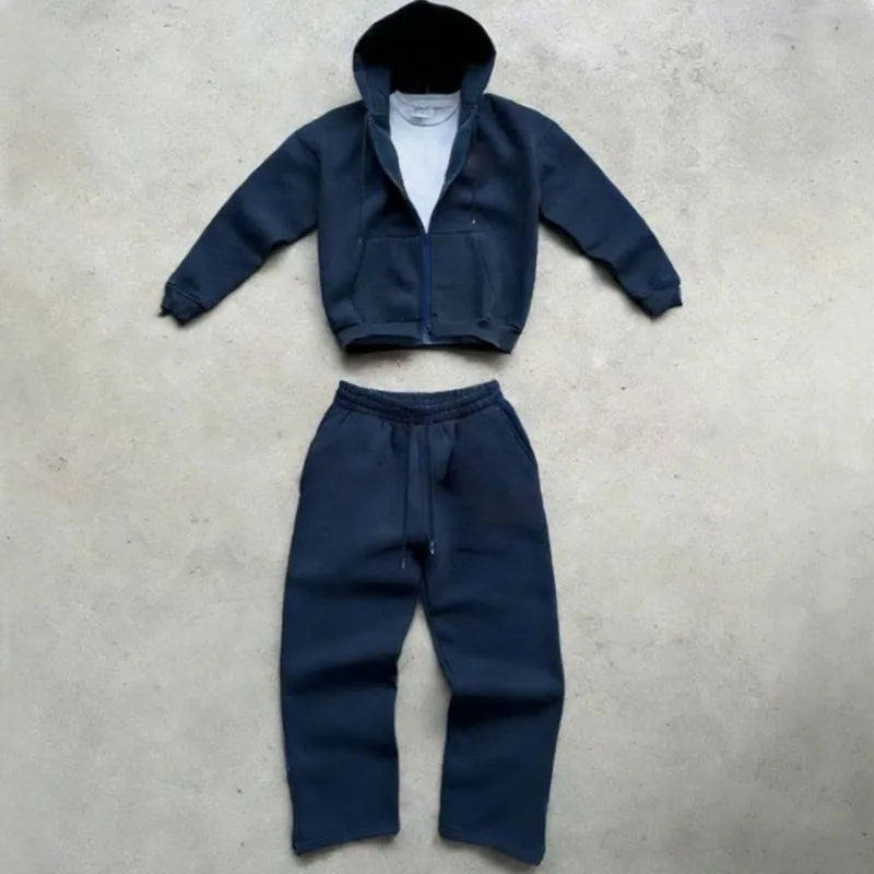 Zip-Up Hoodie & Wide-Leg Tracksuit