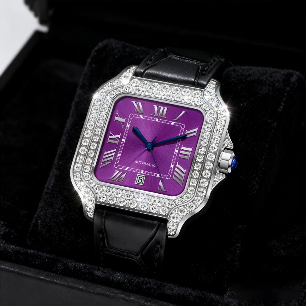 SEAKOSS 40mm Luxury Iced Out Moissanite Watch