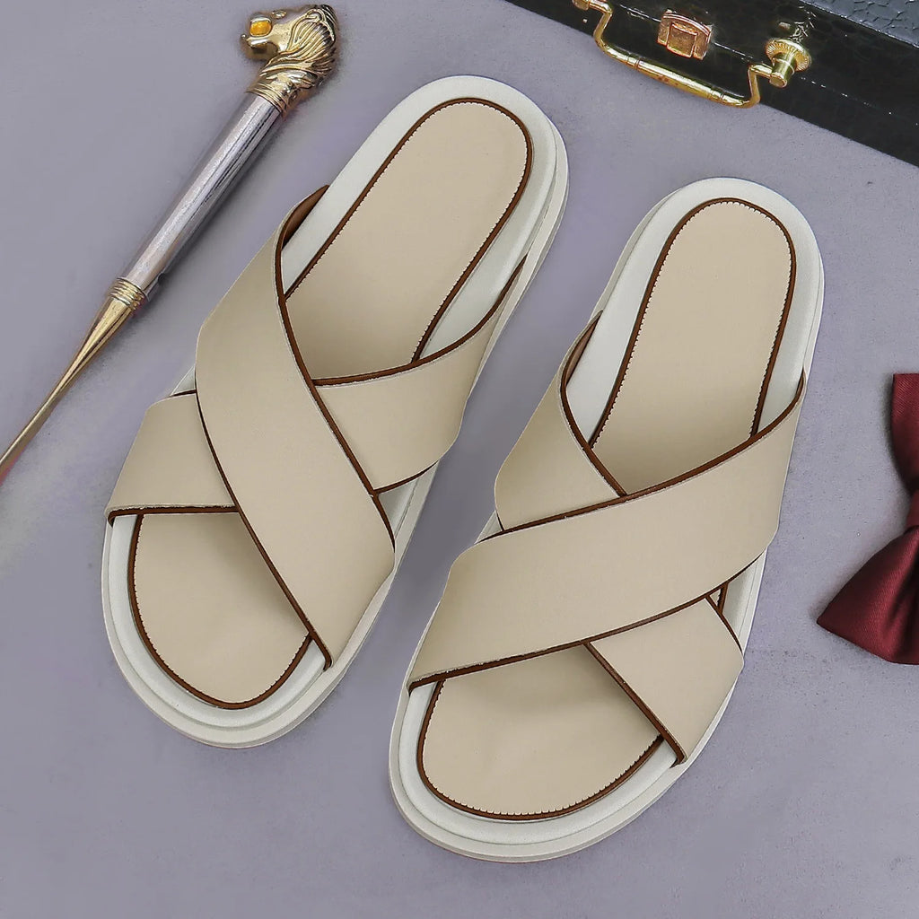 Premium Men’s Leather Cross Sandals – Casual Summer