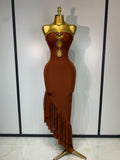 Strapless Sparkly Rhinestone Cut-Out Bandage Dress