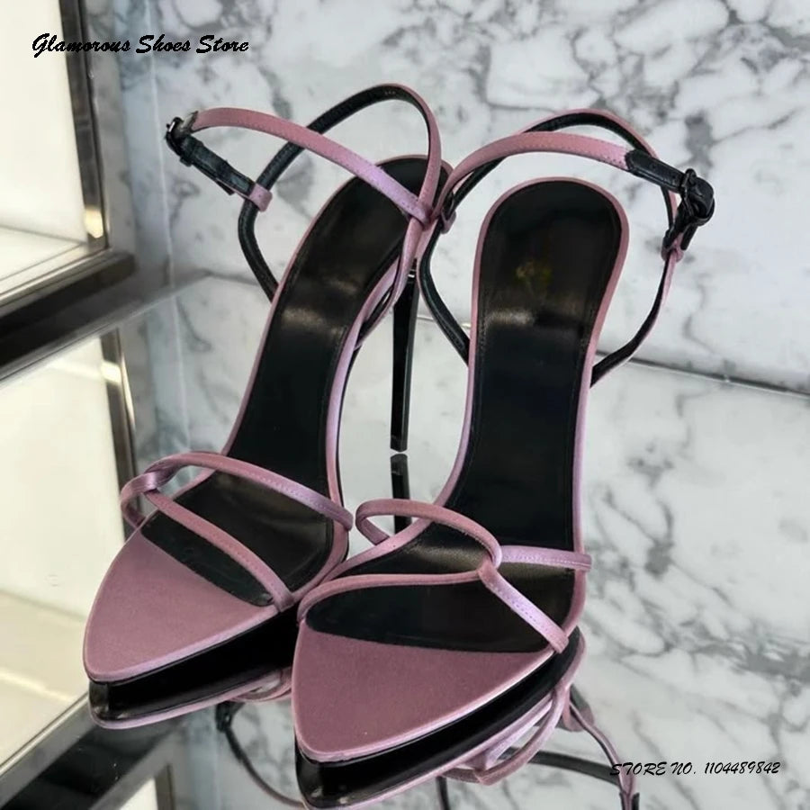 Elegant Women’s Pointed Open-Toe Stiletto Sandals – Strappy Thin Heels
