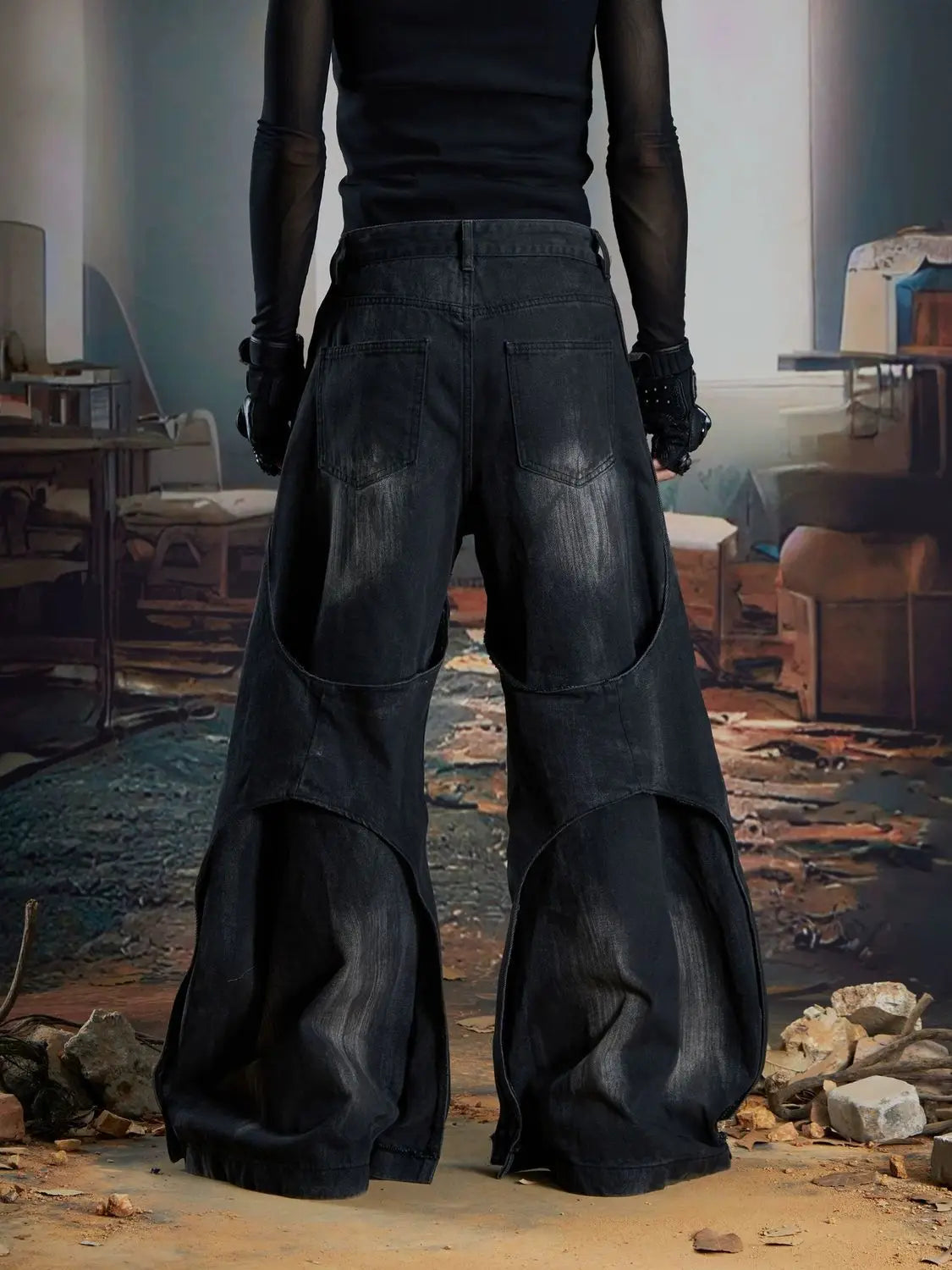 Double-Layered Wide-Leg Jeans Sweatpants