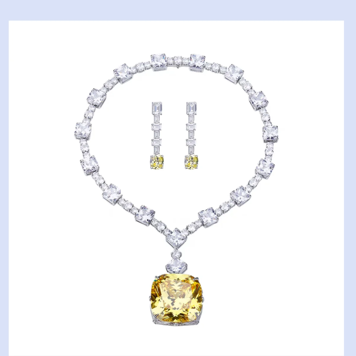 Luxury Yellow Simulated Diamond Jewelry Set