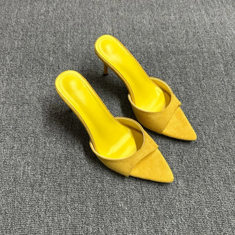 Elegant Slip-On Open Toe Heeled Mules