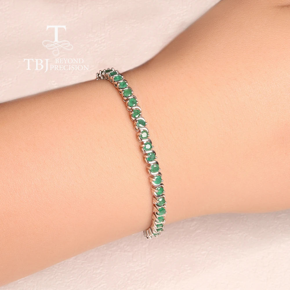 Natural Emerald S925 Silver Bracelet