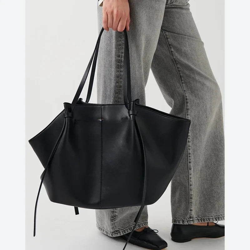 Large Capacity Trapeze PU Leather Tote Bag