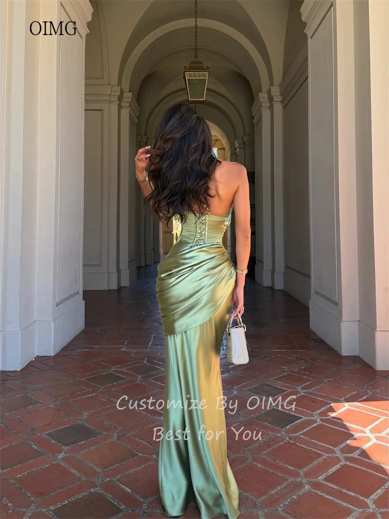 Green One Shoulder Mermaid Prom Gown