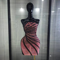 Shining Rhinestone Strapless Mesh Bodycon Mini Dress
