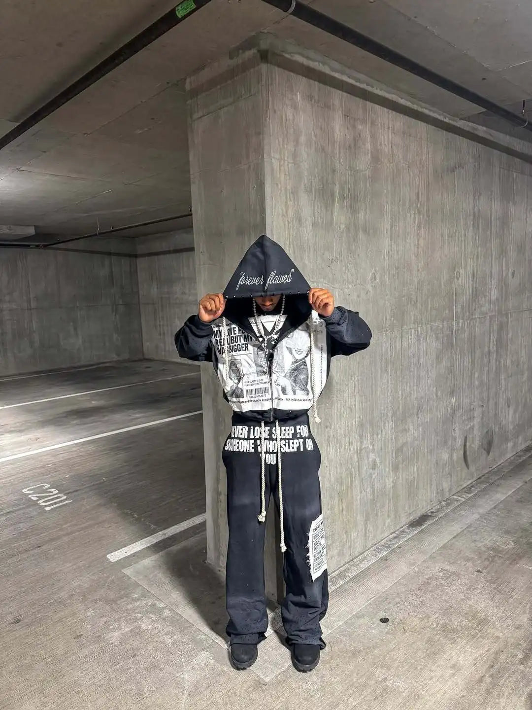 High Street Trendy Street Pants Embroidered Hoodie Design Sense Dark Series Loose Casual Pants Men's and Women's Hoodies Y2K