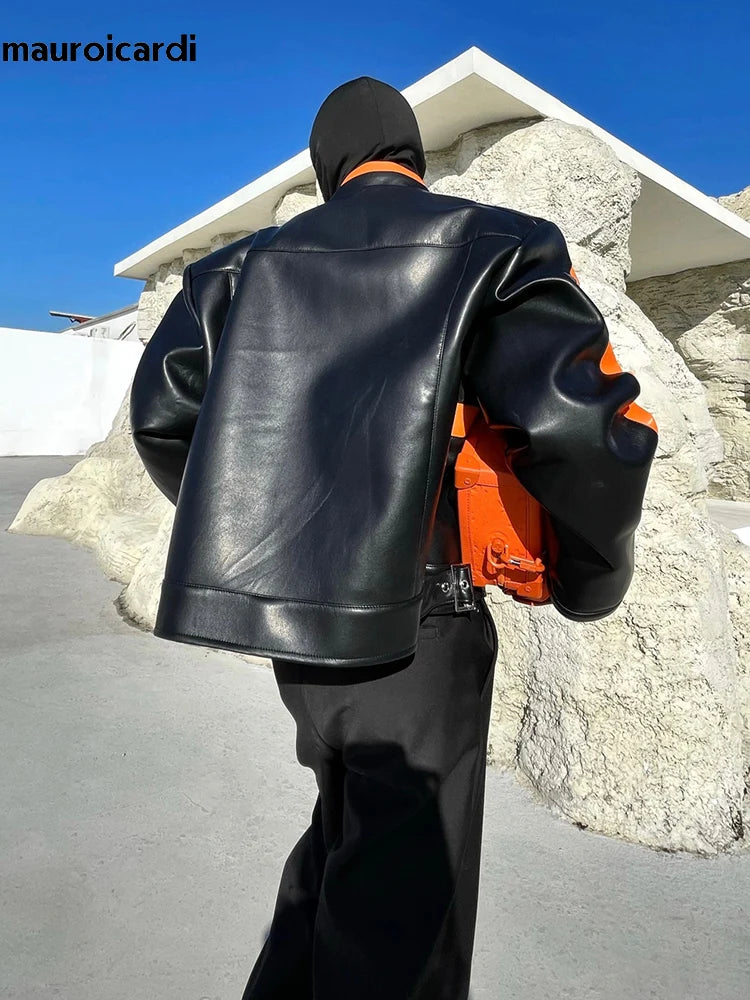 Mauroicardi Color-Block Faux Leather Jacket