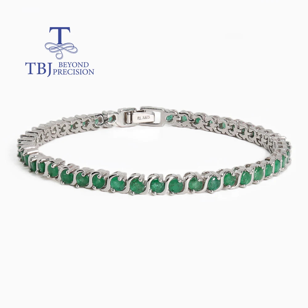 Natural Emerald S925 Silver Bracelet