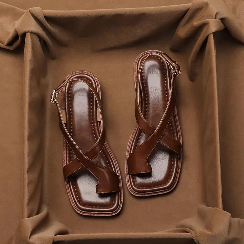 Women's Square Toe Medium Block Heel Sandals