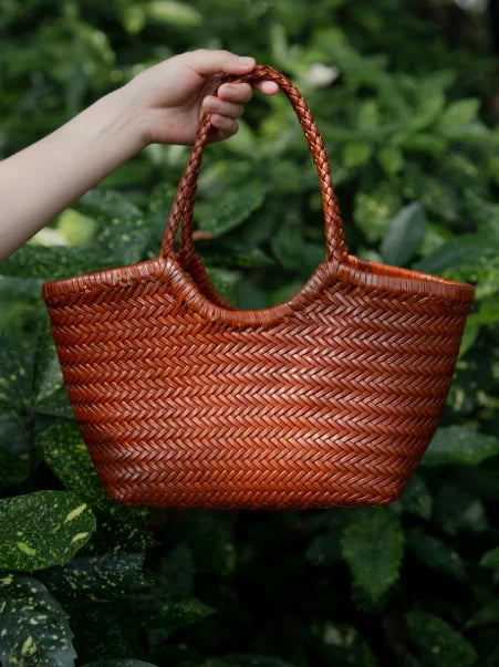 Hand-Woven Genuine Leather Tote Bag