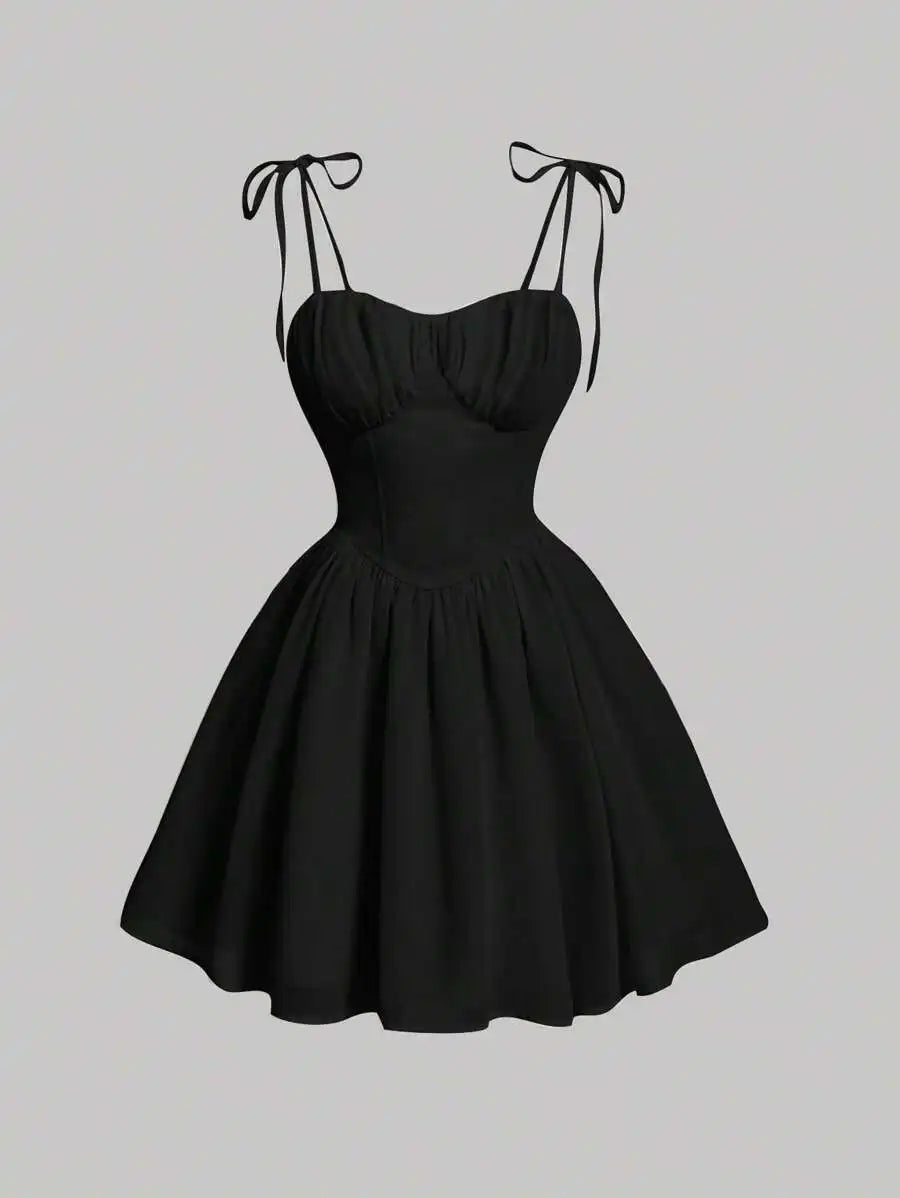 Tie Shoulder Ruched Bust Mini Dress