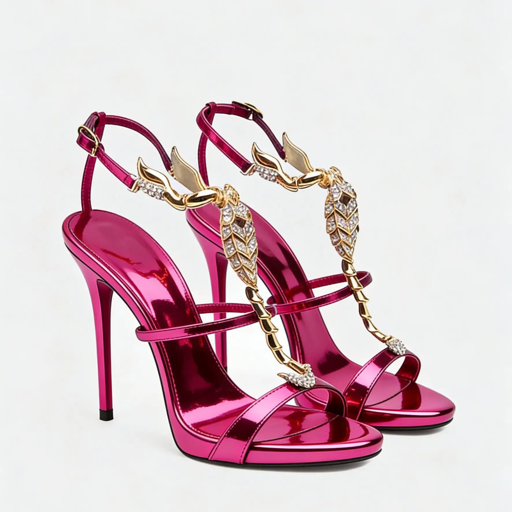 Rhinestone Scorpion Round Toe Stiletto Sandals