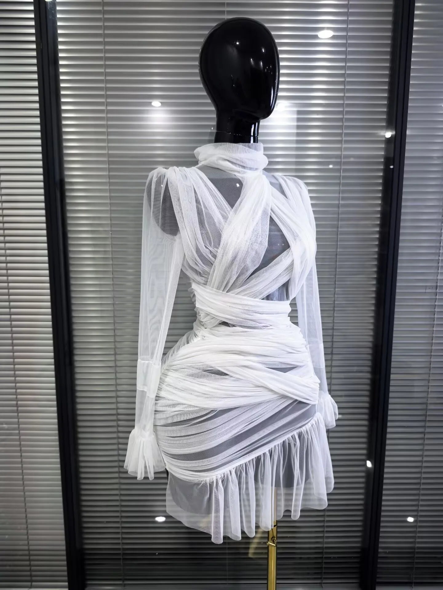 Mesh See-Through Bodycon Mini Dress