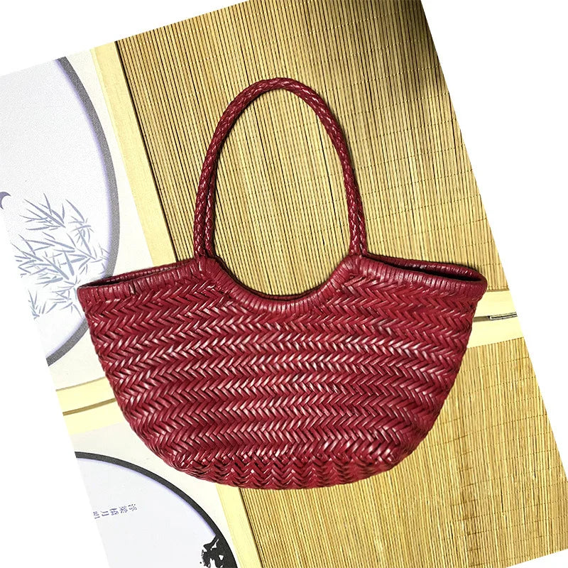 Hand-Woven Genuine Leather Tote Bag
