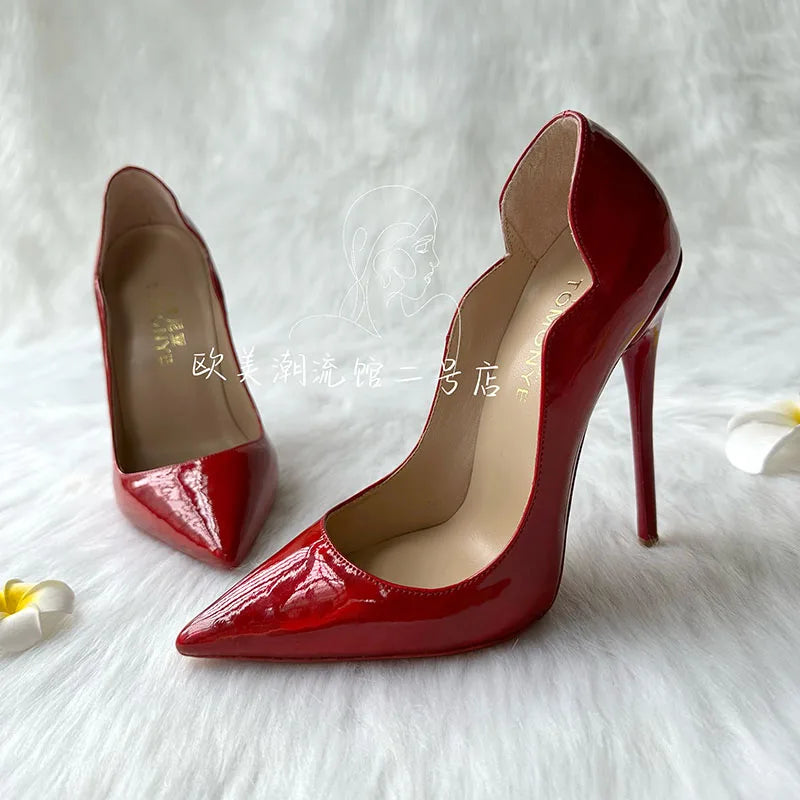 Shiny Electric Red Patent Leather Heels