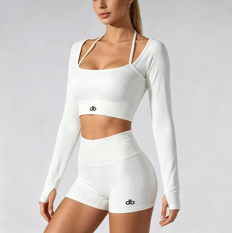 Letter Print Long Sleeve Workout Set
