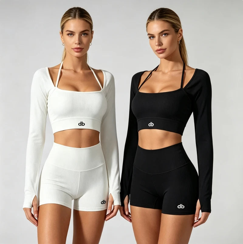 Letter Print Long Sleeve Workout Set