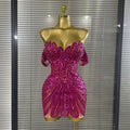 Strapless Shining Sequins Crystal Bodycon Mini Dress