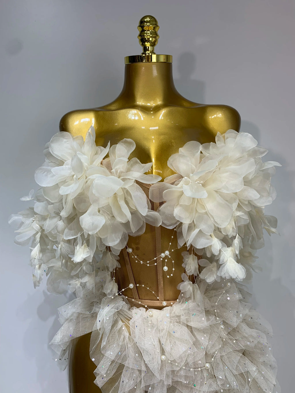 Elegant Flower Two-Piece Top & Skirt Set
