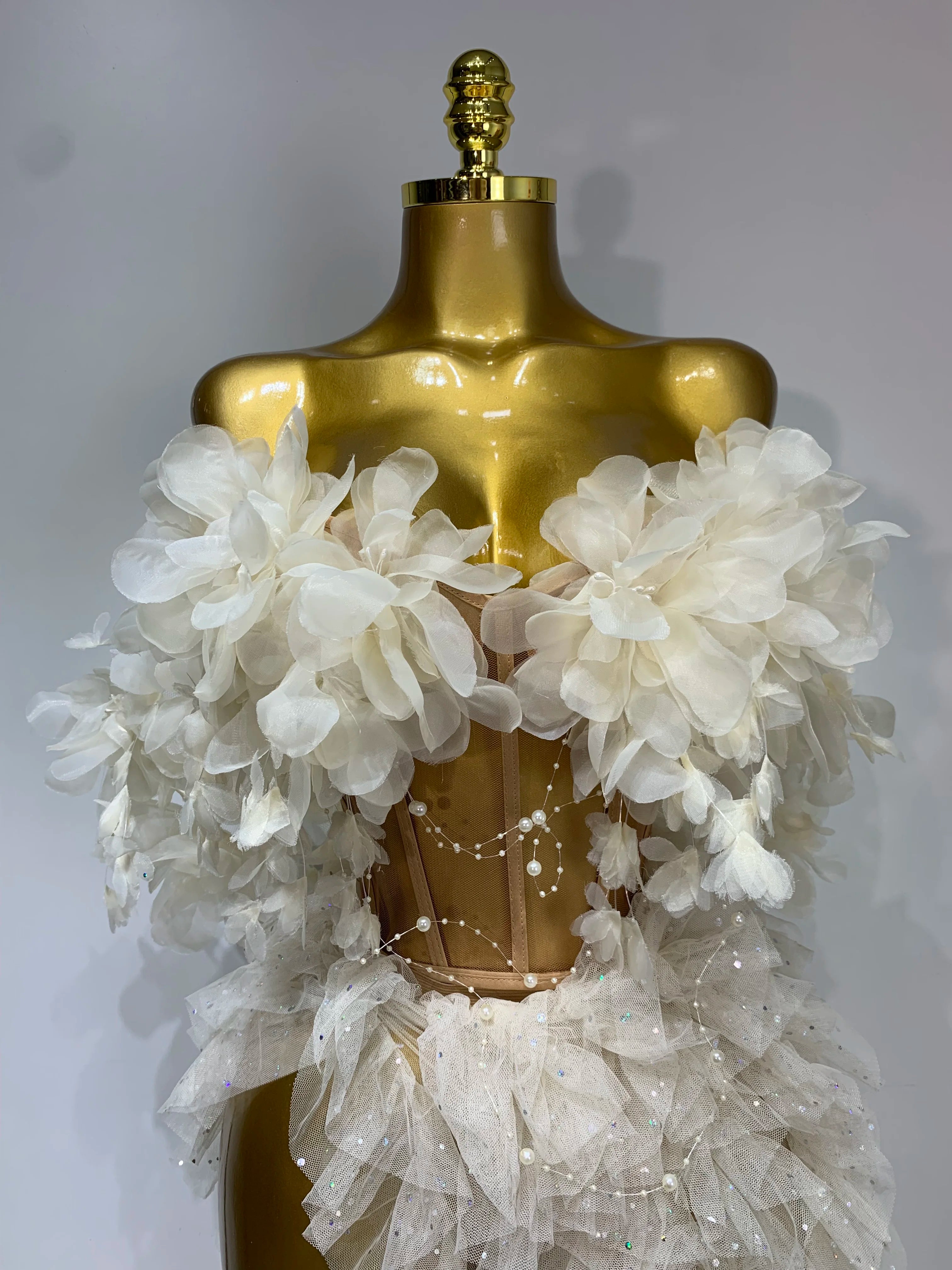 Elegant Flower Two-Piece Top & Skirt Set
